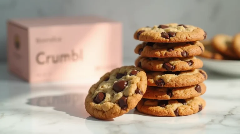 Close-up of homemade Crumbl-style cookies with a soft, thick center and melted chocolate chips on top.