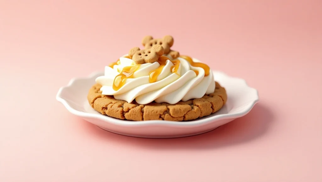 A Crumbl Cookie Graham Cracker topped with honey butter frosting, drizzled with golden honey, and adorned with Teddy Grahams.