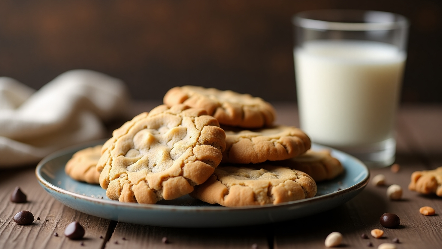 Close-up of freshly baked graham cracker cookies with a golden-brown edge, placed on a cooling rack with a rustic wooden background.
